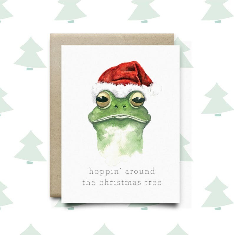 Wild Canary Frog Christmas Card