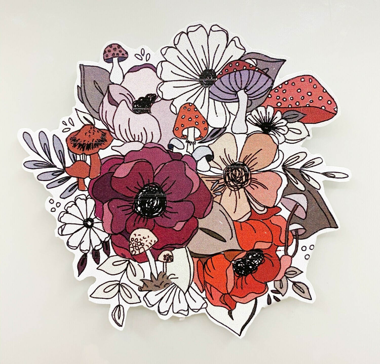 mushroom, floral sticker