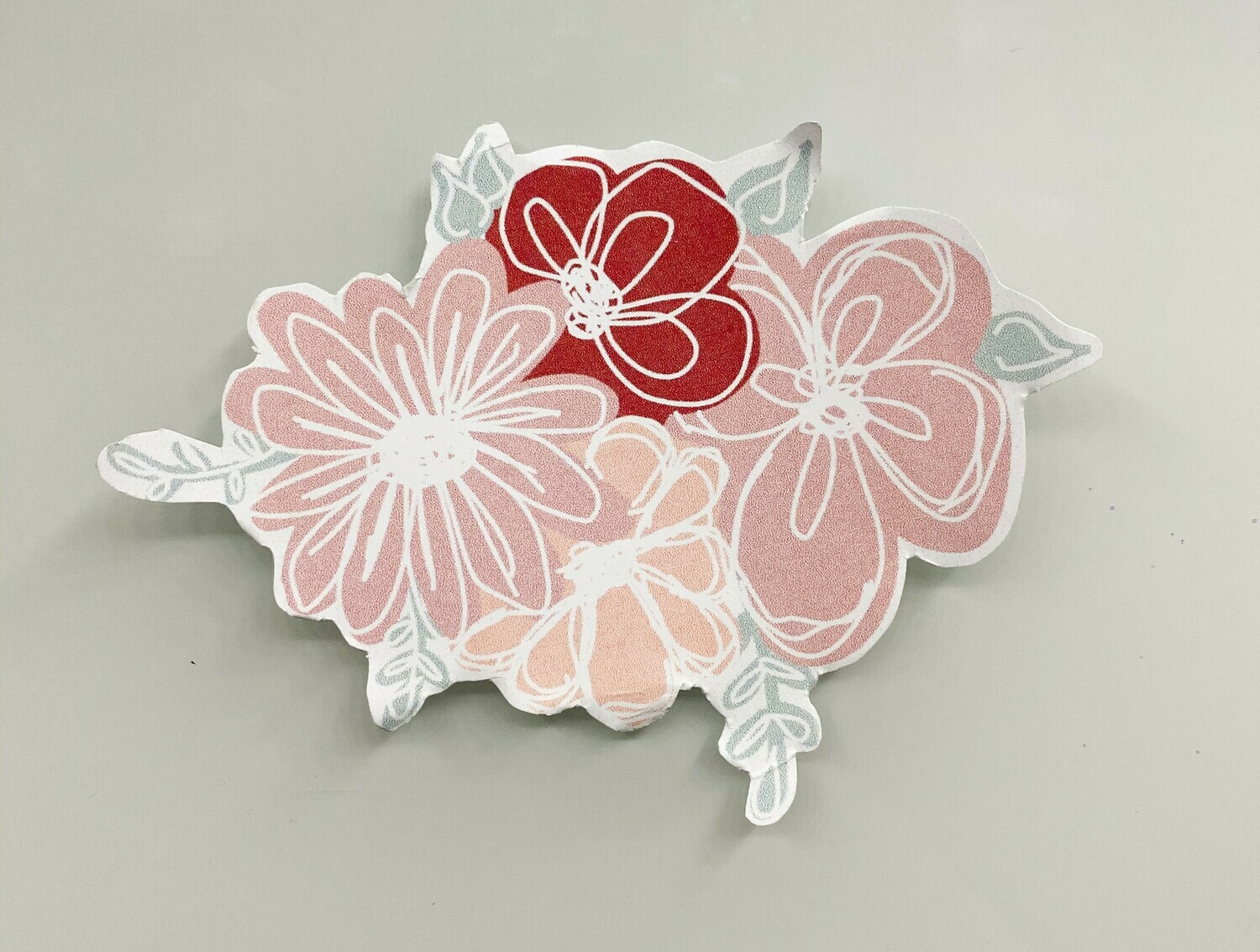pink and white floral sticker