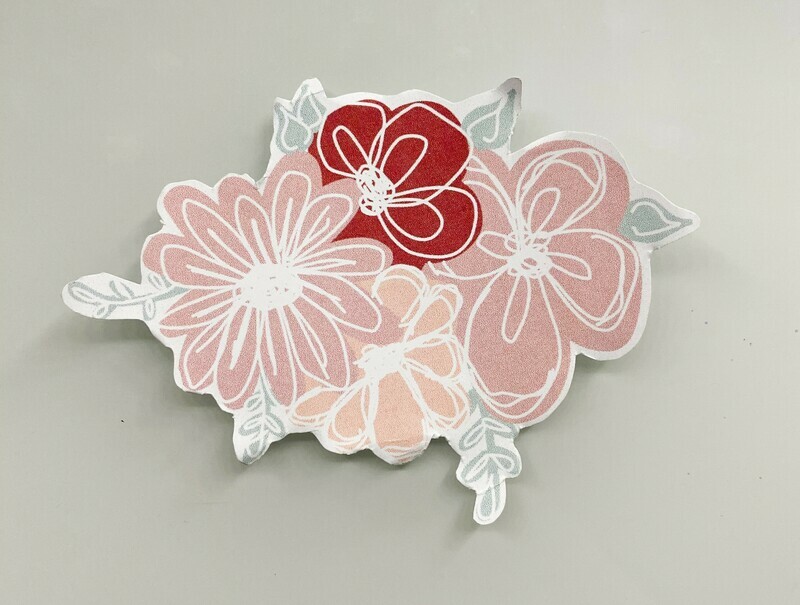 pink and white floral sticker