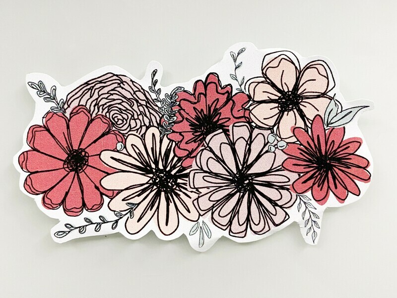 pink floral sticker