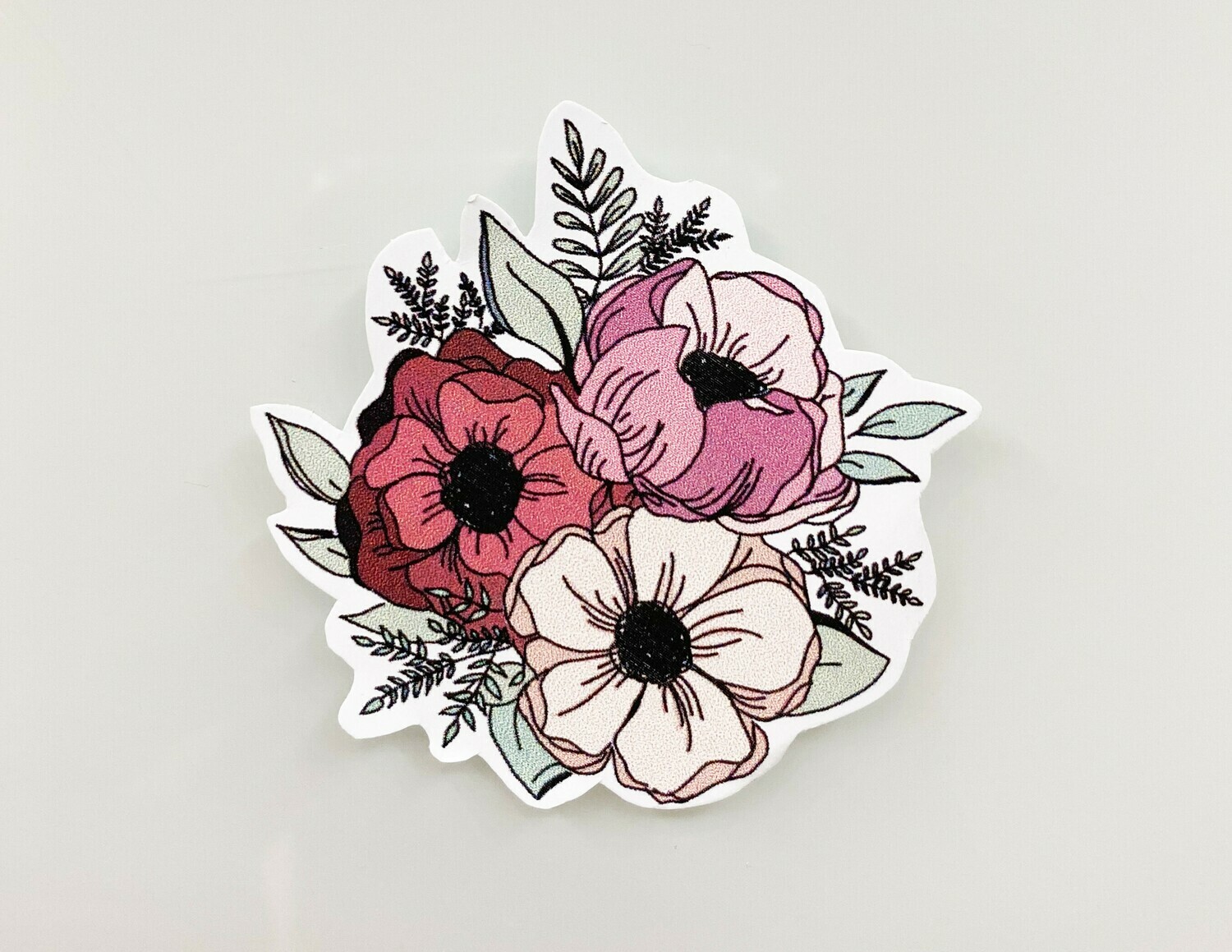 pink and green floral sticker