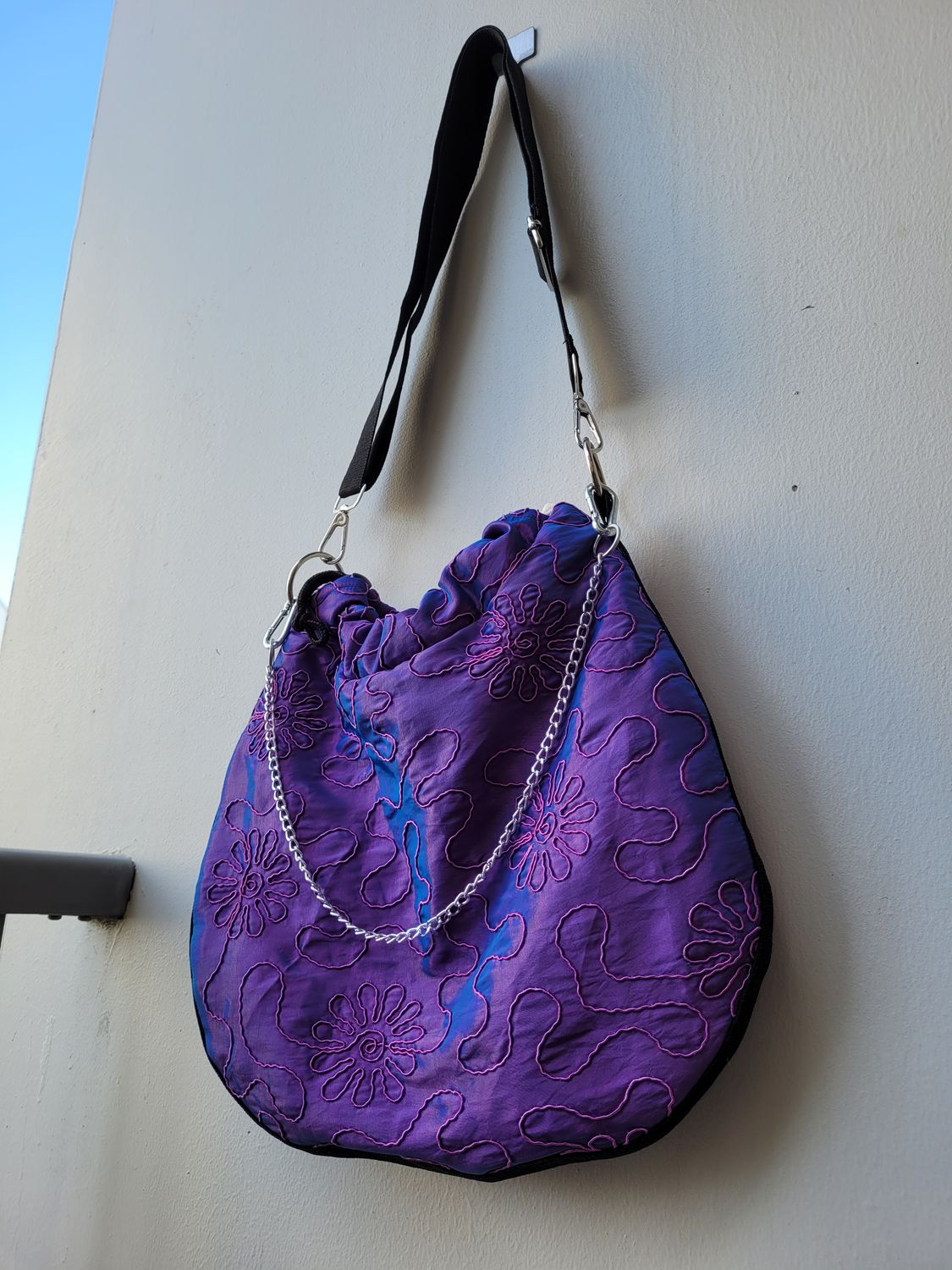 VINTAGE APPLIQUED SHOT TAFFETA CROSSBODY