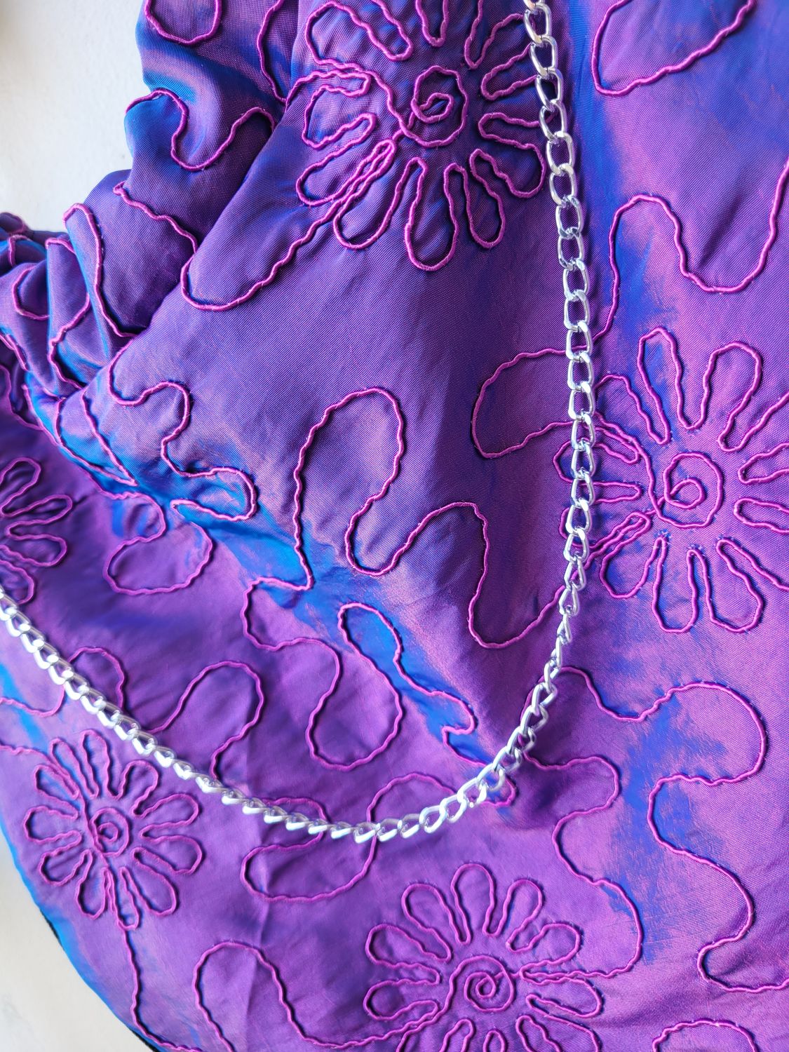 VINTAGE APPLIQUED SHOT TAFFETA CROSSBODY