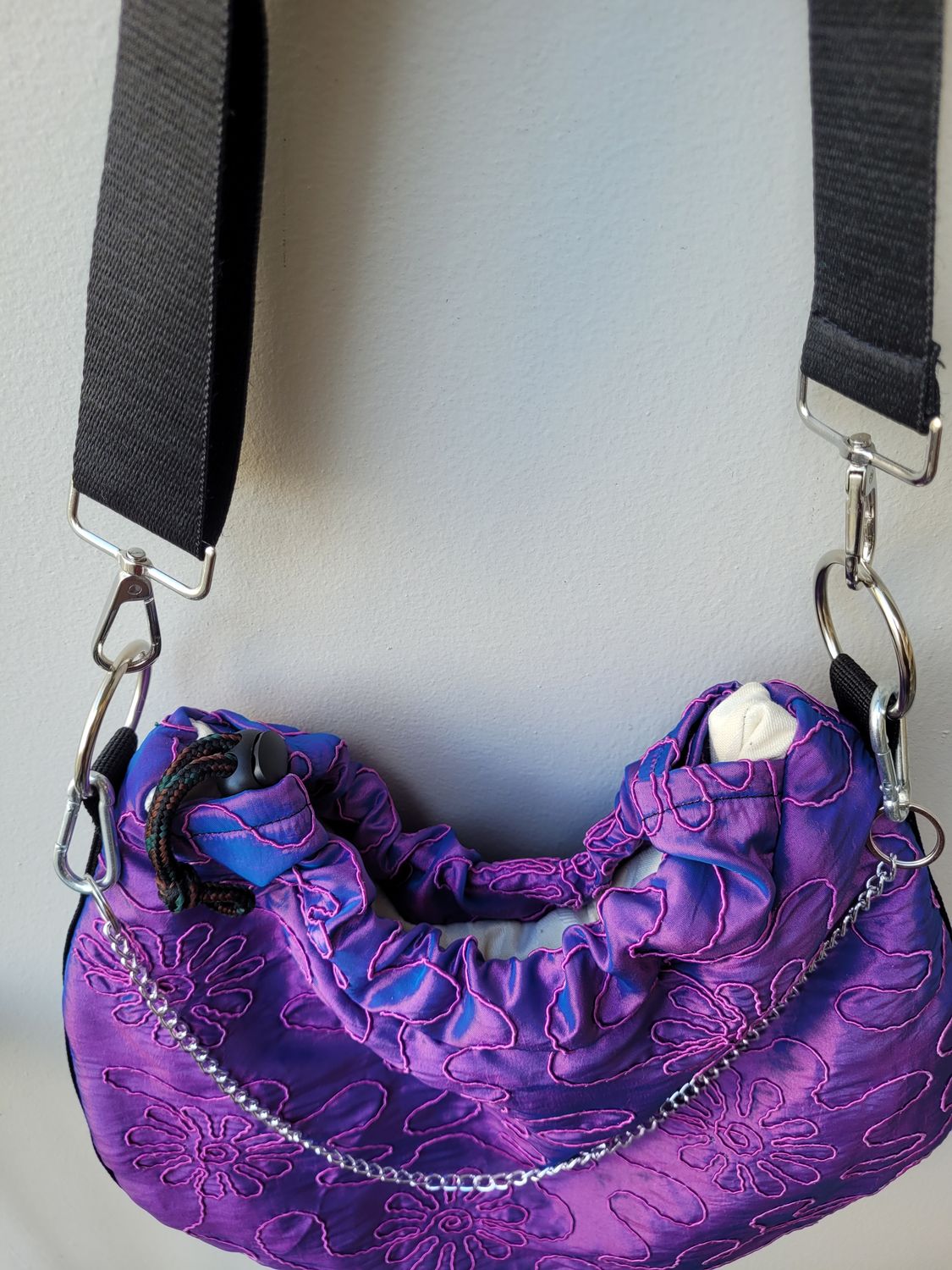 VINTAGE APPLIQUED SHOT TAFFETA CROSSBODY