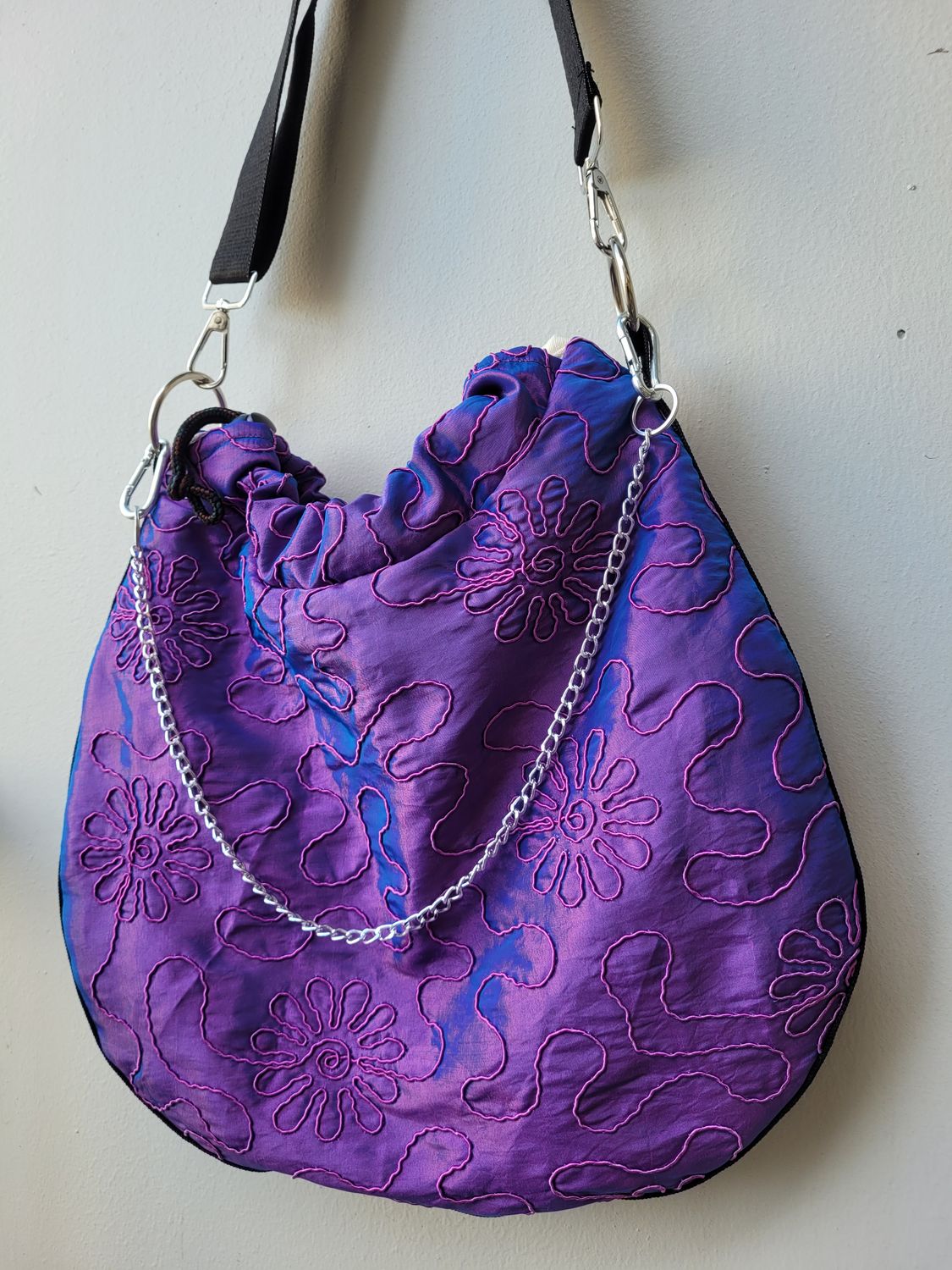 VINTAGE APPLIQUED SHOT TAFFETA CROSSBODY
