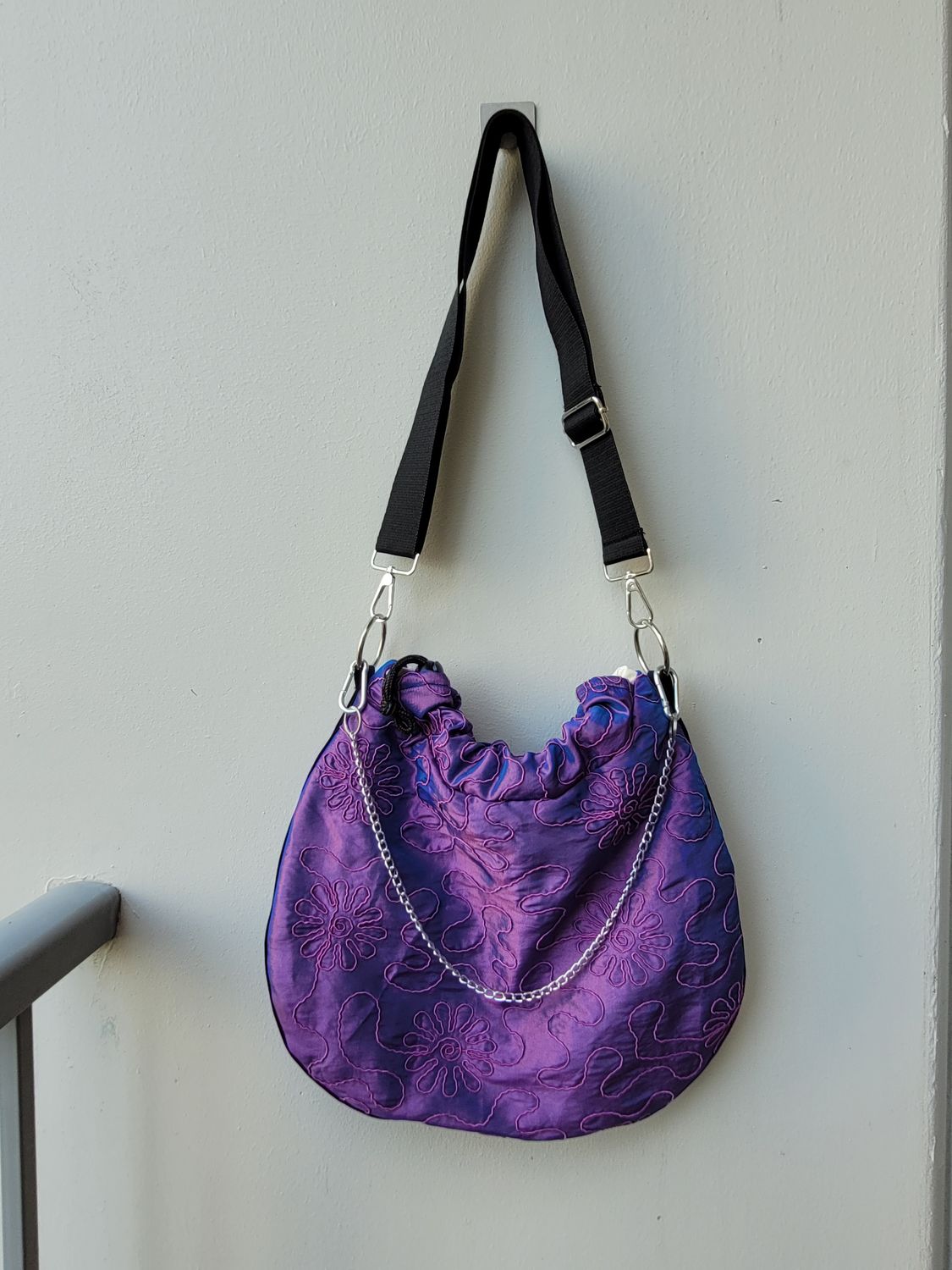 VINTAGE APPLIQUED SHOT TAFFETA CROSSBODY