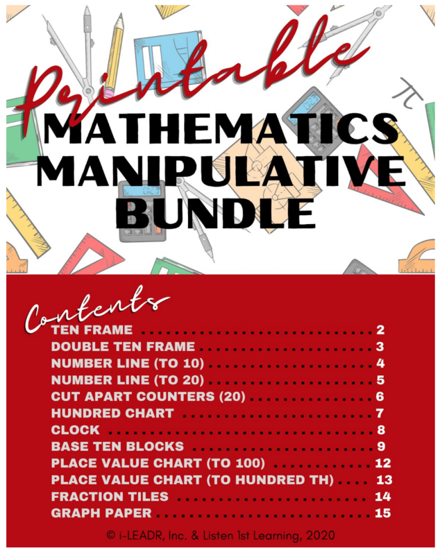 Printable At-Home Learning Math Manipulatives