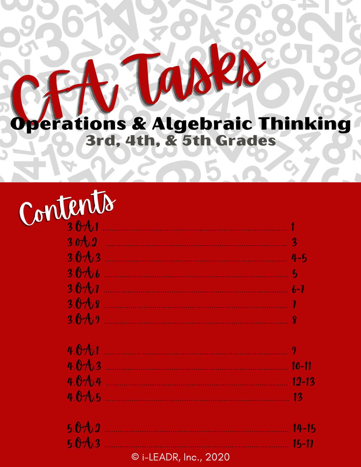 Operations and Algebraic Thinking CFAs/Tasks (Grades 3-5)