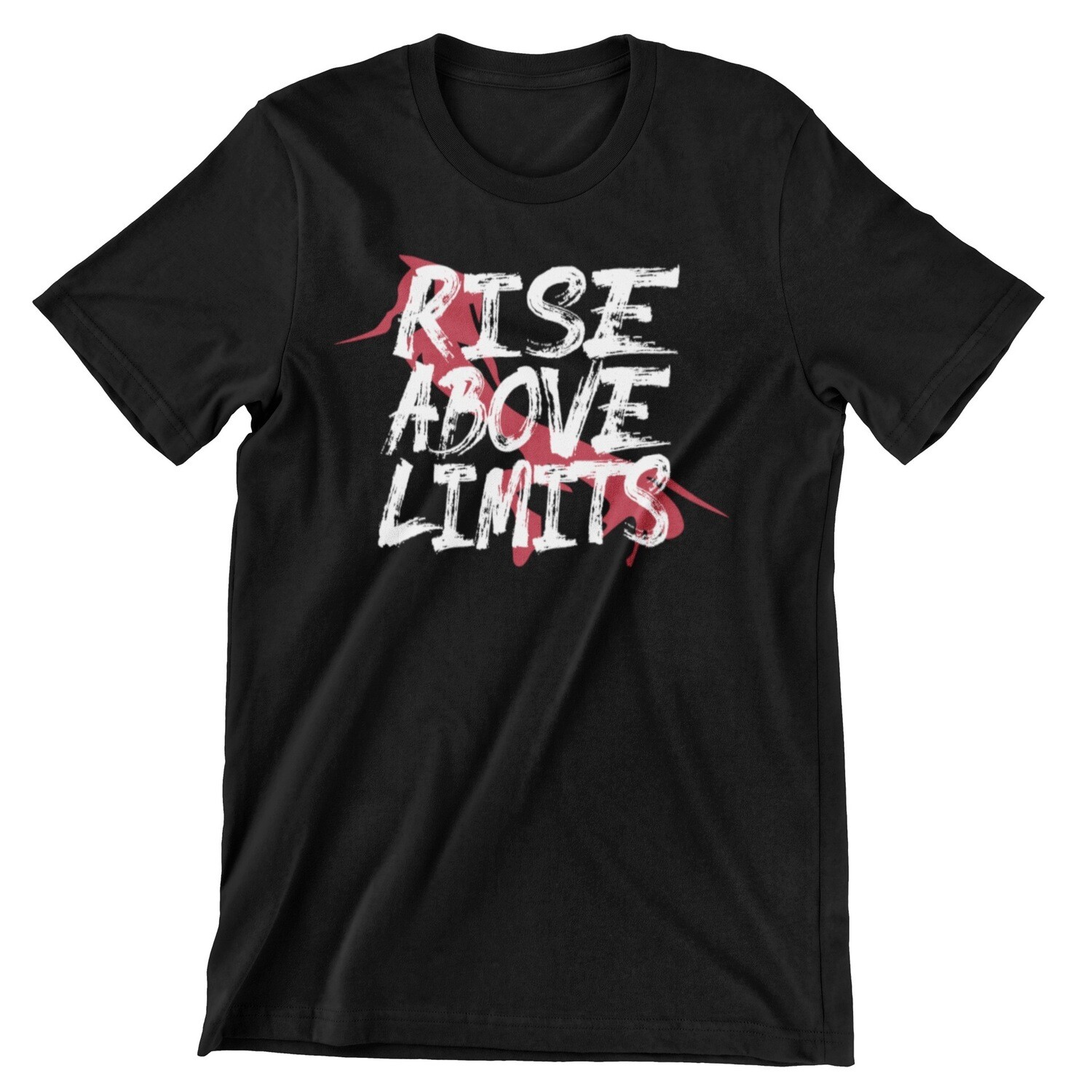 Rise Above Limits T-Shirt, Color: Black, Design: Front Only