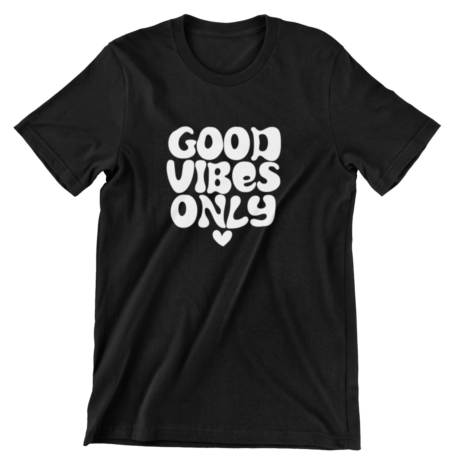 Good Vibes Only T-Shirt, Color: Black with White Design