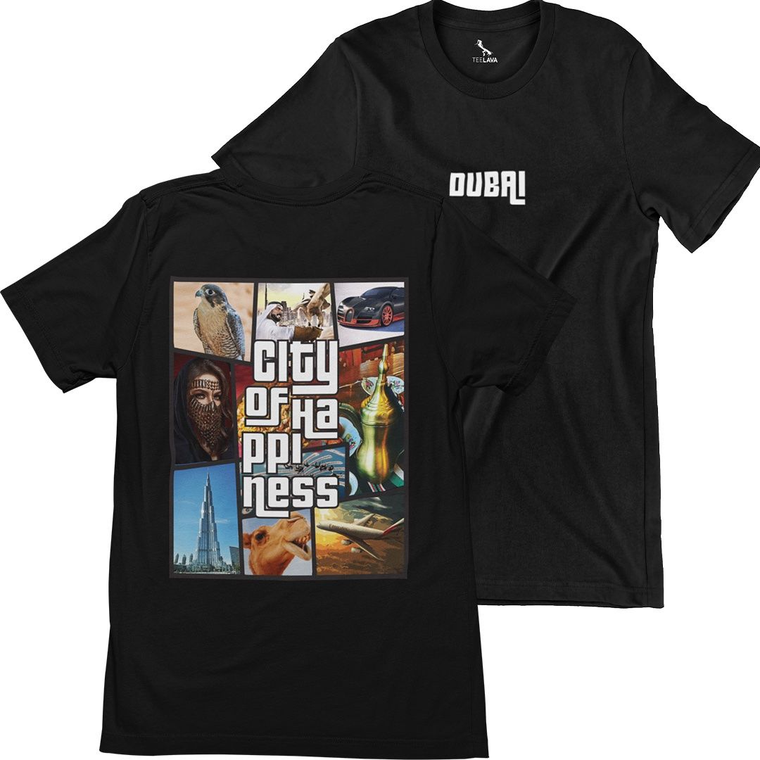 Dubai The City of Happiness T-shirt, Color: Black