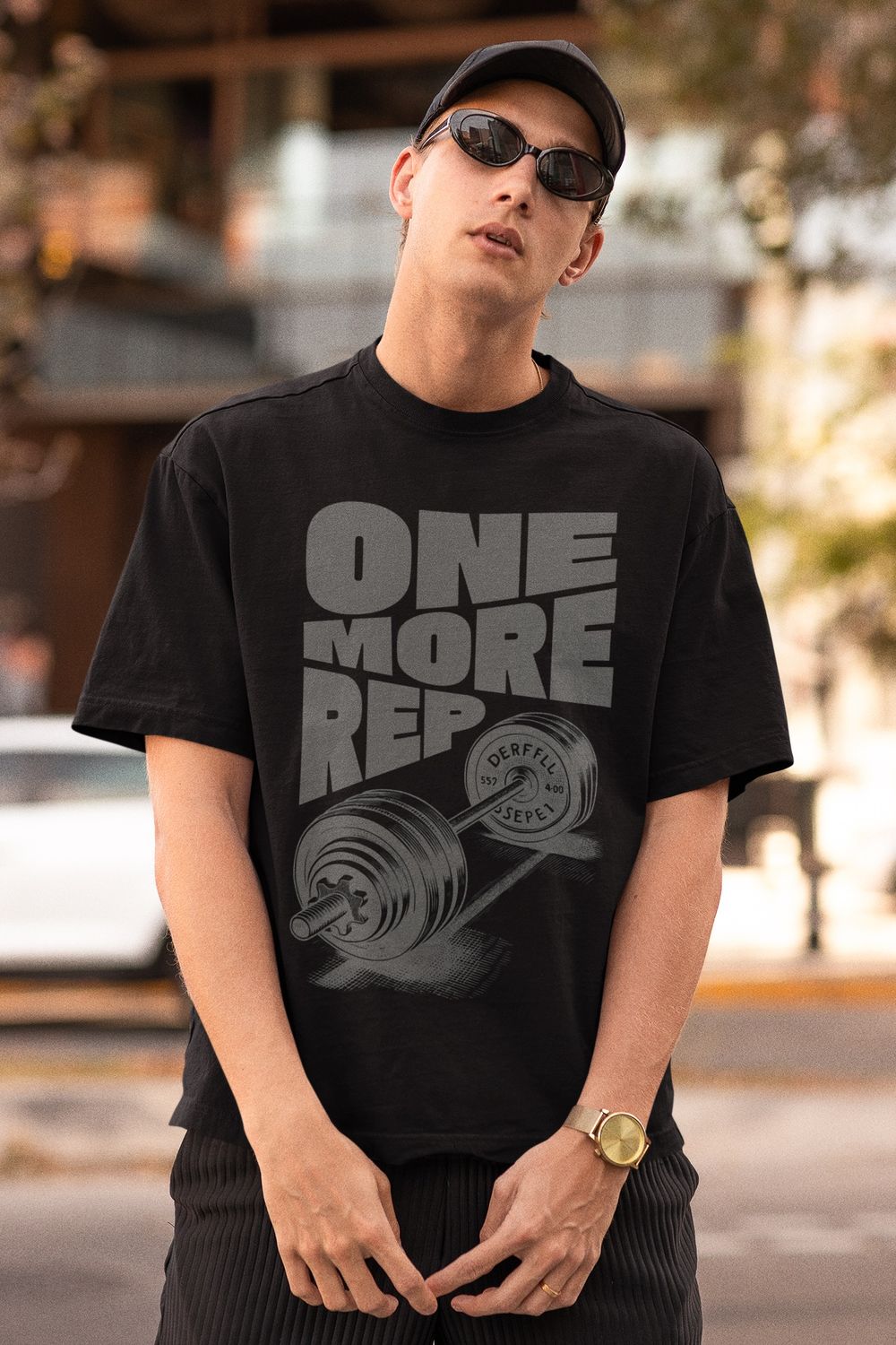 One More Rep Oversized T-Shirt, Color: Black