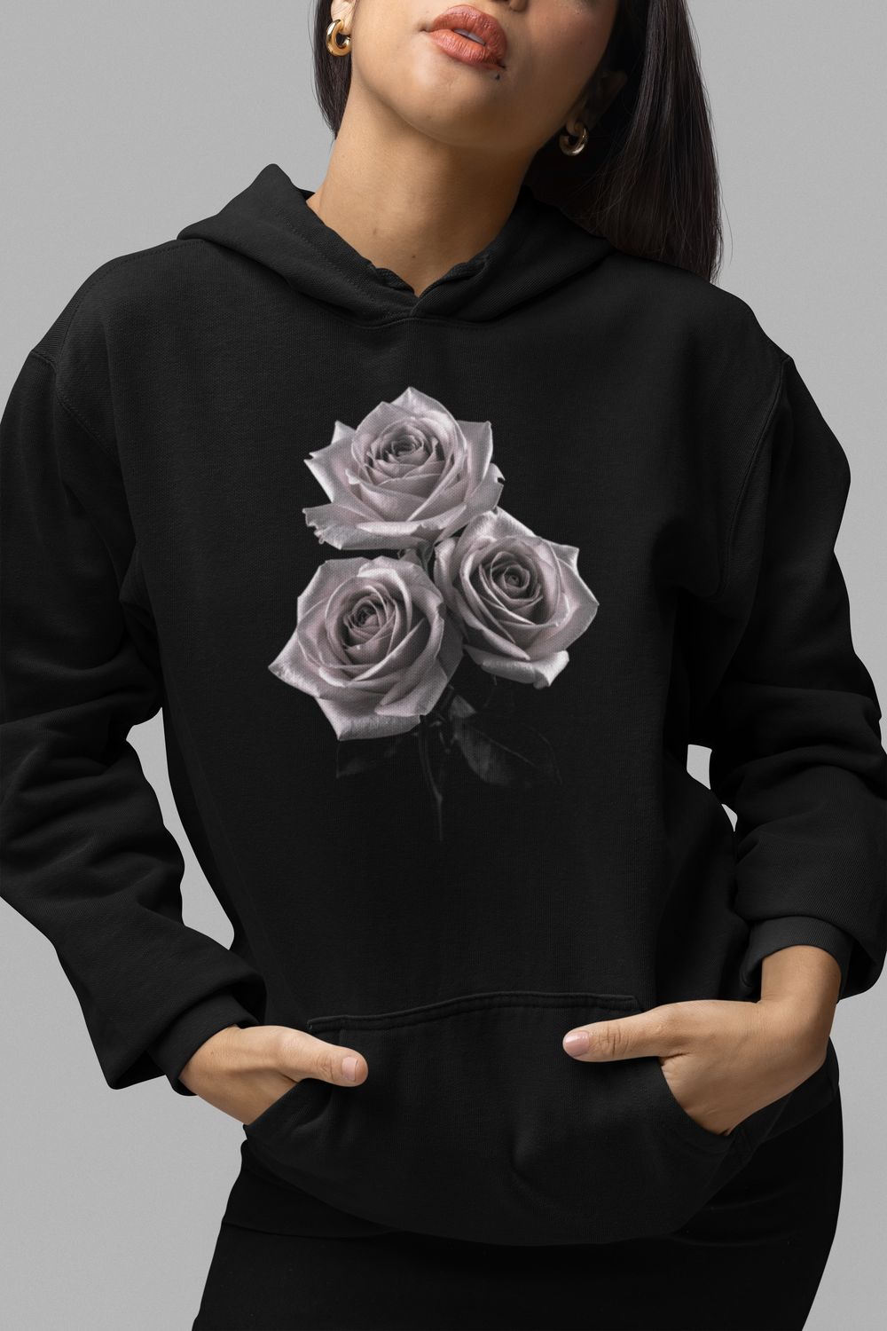 Roses Hoodie, Color: Black