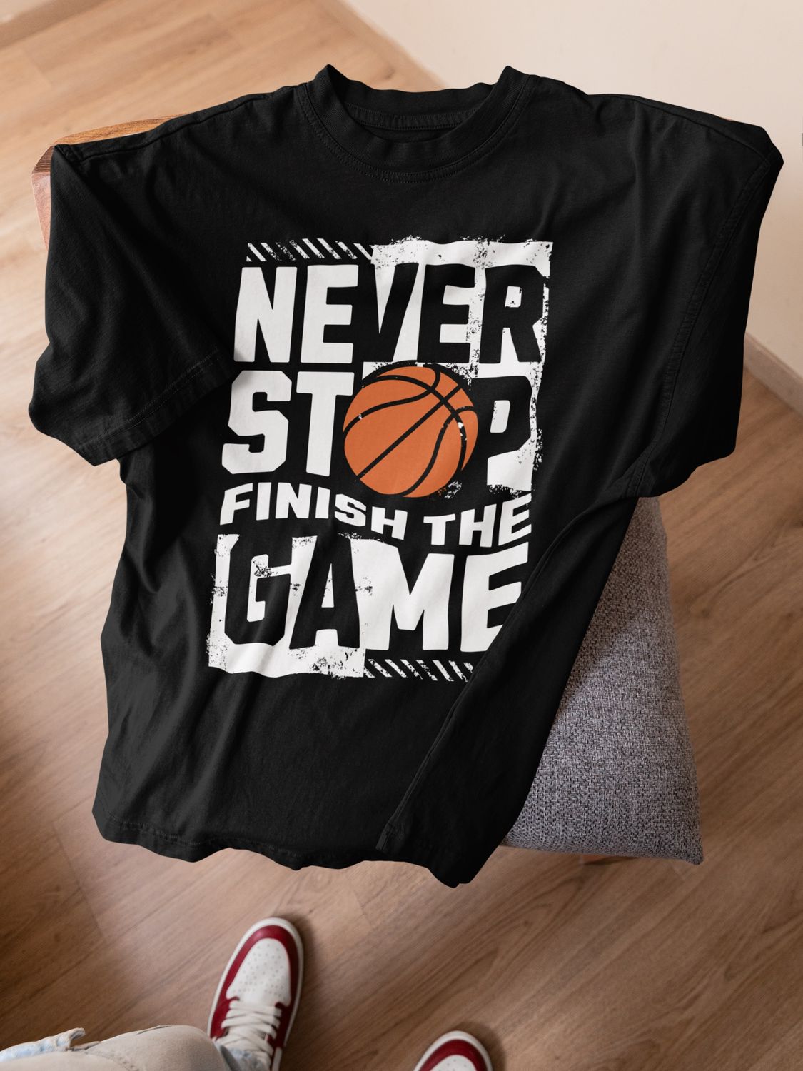 Never Stop Finish the Game Oversized T-Shirt, Color: Black