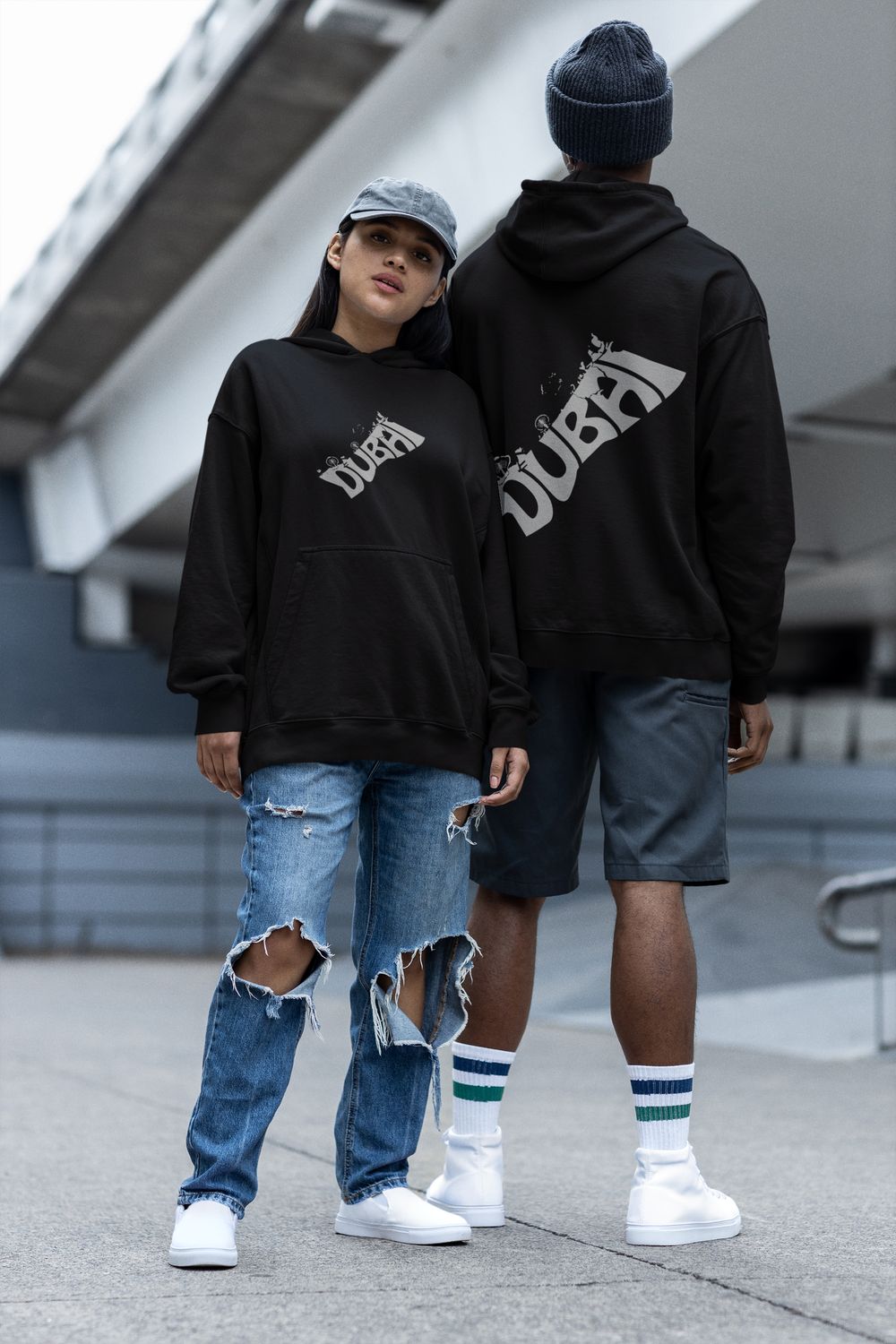 The Dubai Map Hoodie, Color: Black
