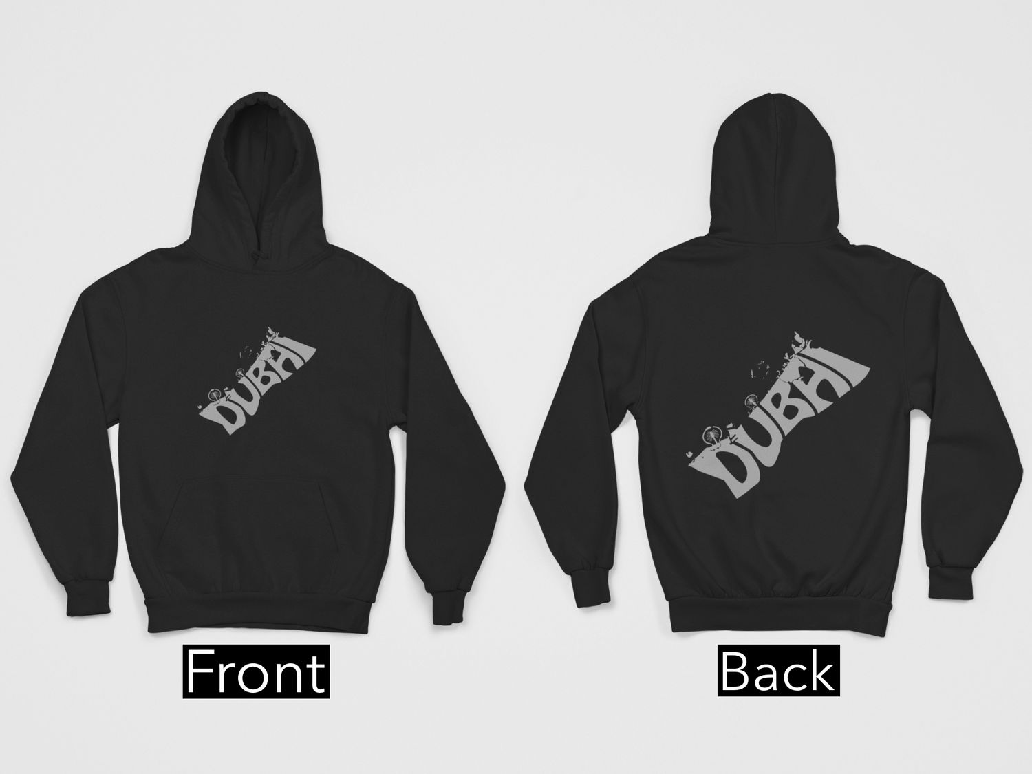 The Dubai Map (Front and Back) Hoodie, Color: Black