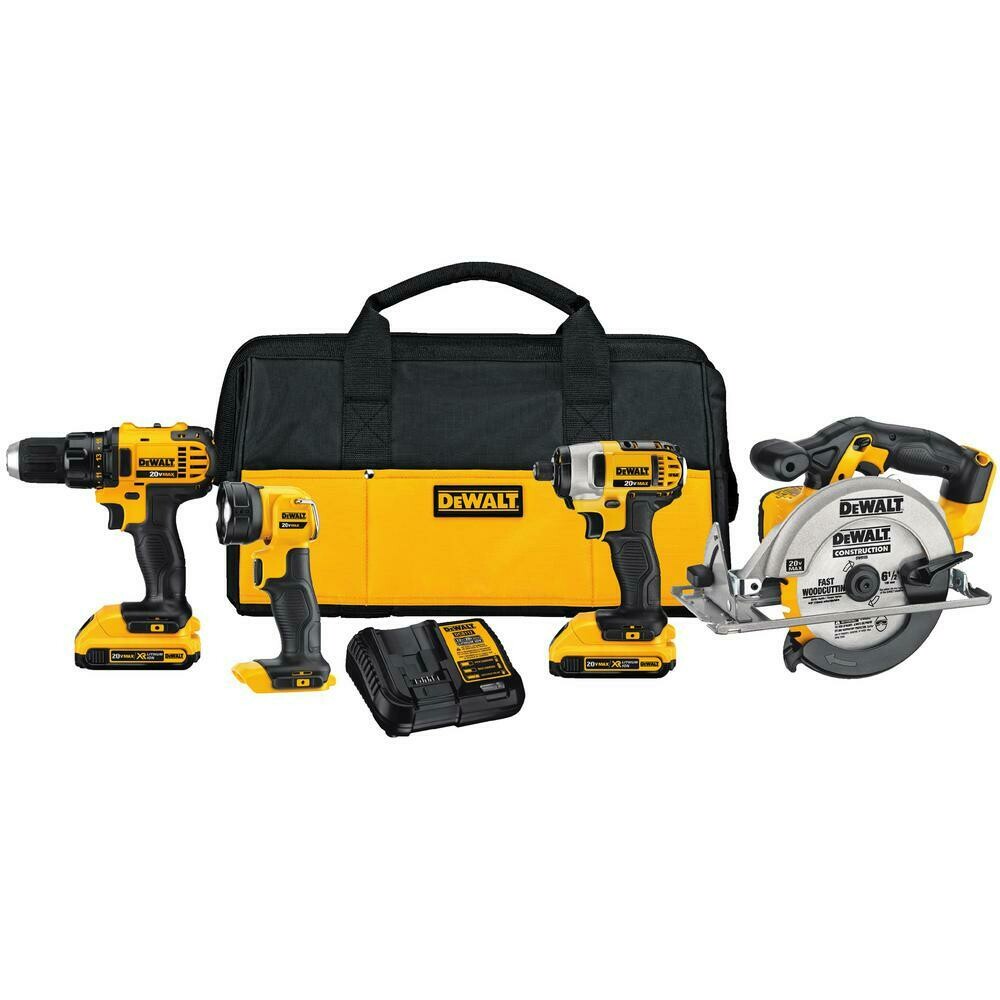 20-Volt MAX Lithium-Ion Cordless Combo Kit (4-Tool) with (2) Batteries 2.0Ah, Charger and Tool Bag