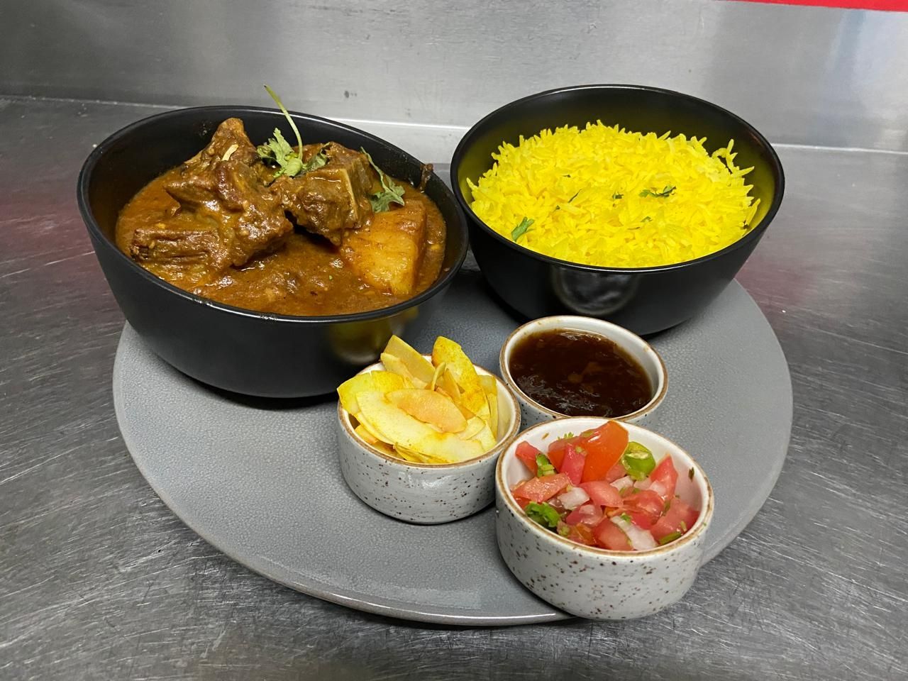 Mutton Curry &amp; Sambals (Served in an A4 roasting tray)