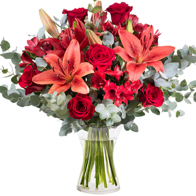 Velours : Lys et Roses Rouges
