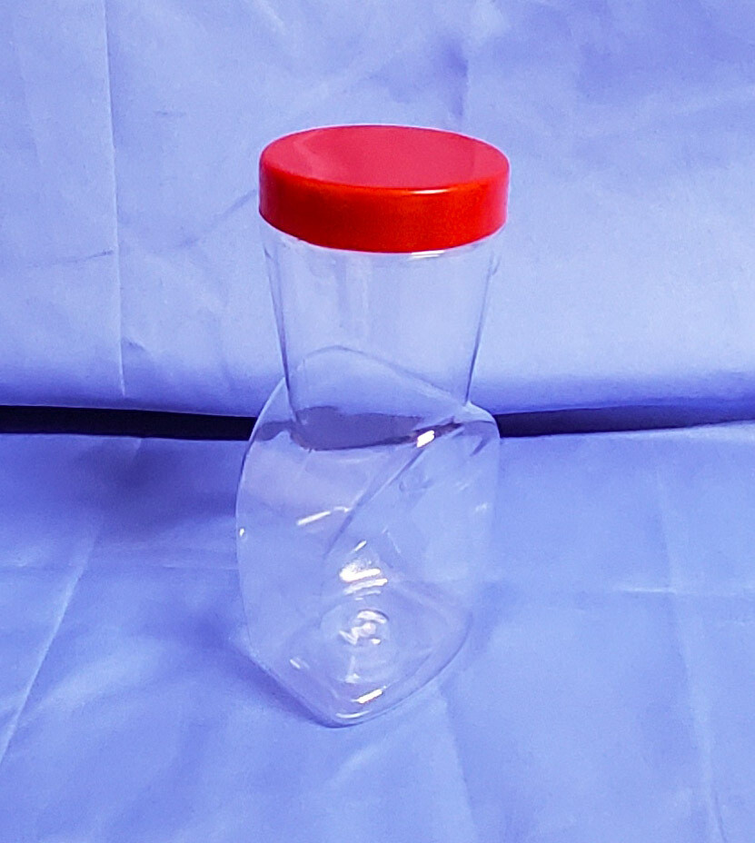 PET Clear Plastic Jars Food Grade Red Cap for Peanuts and Almonds