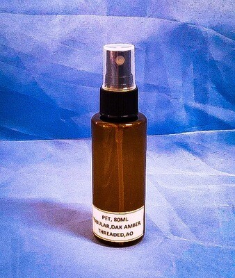 PET 80 mL Tubular Dark Amber Plastic Bottle Threaded with Black Ribbed Pump Spray