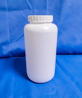 Wide Mouth 1000 grams White Packer Bottle with Ribbed White Cap and Induction Silver Liner