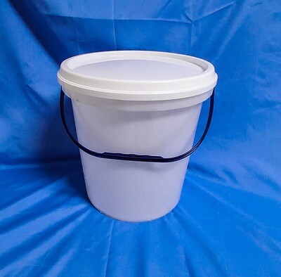 Round White Pail and Blue Handle with Tamper Proof Seal Lid 14.5 Liters