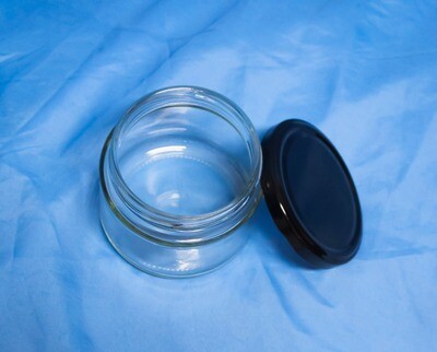 Multi-purpose Glass Bottle 10 oz / 295 mL with 82 mm Black Cap (H=3 in x W=3.3 in)