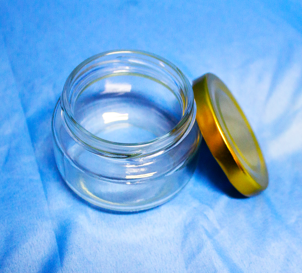 Multi-purpose Glass Bottle 4 oz / 118 mL with 63 mm Gold Cap (H = 2 in x W = 2.5 in)