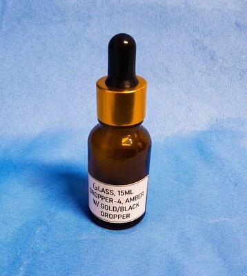 Amber Glass Bottle 15mL for Essential Oil and Aromatherapy with Black and Gold Glass Eye Dropper