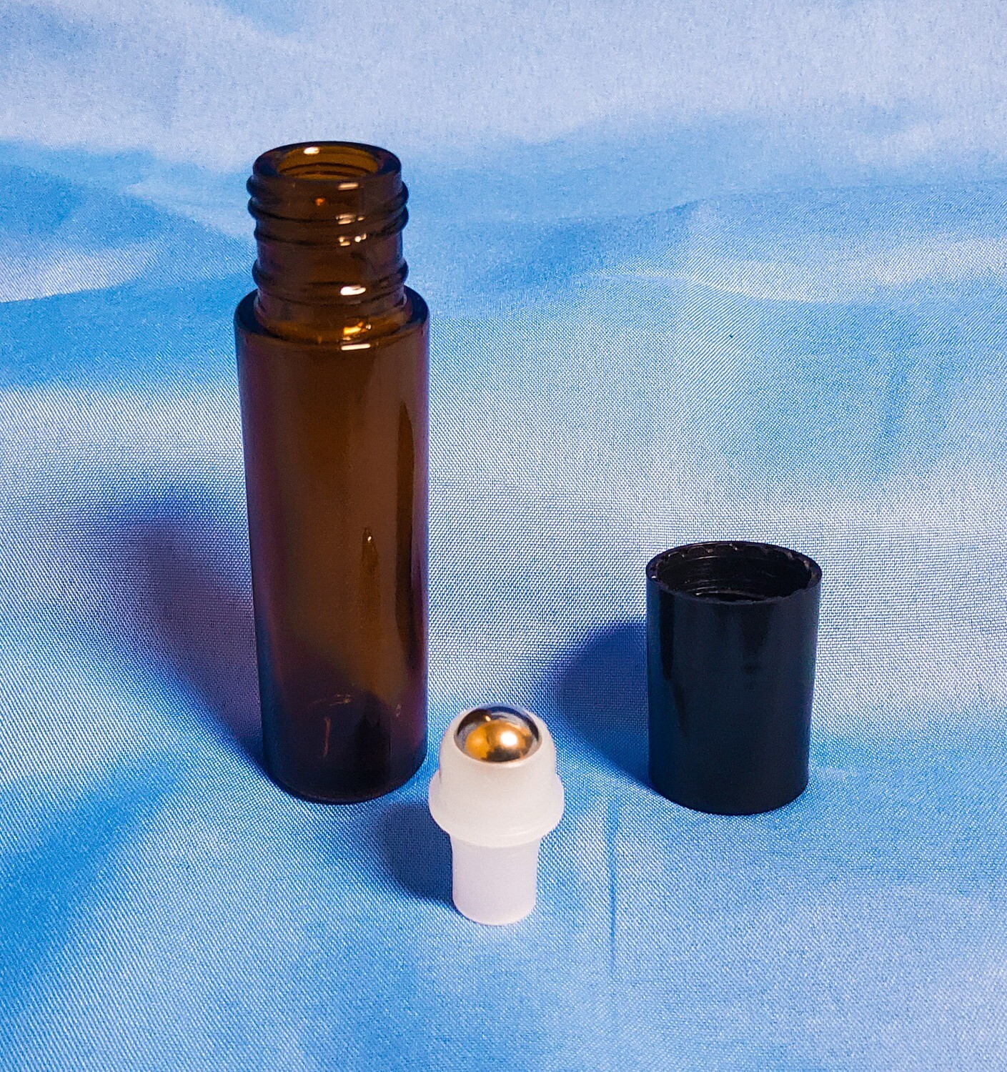 Amber Glass Bottle 10mL for Essential Oil and Aromatherapy with Roll On Applicator and Black Cap