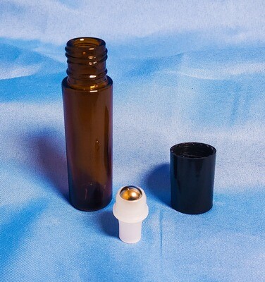 Amber Glass Bottle 10mL for Essential Oil and Aromatherapy with Roll On Applicator and Black Cap