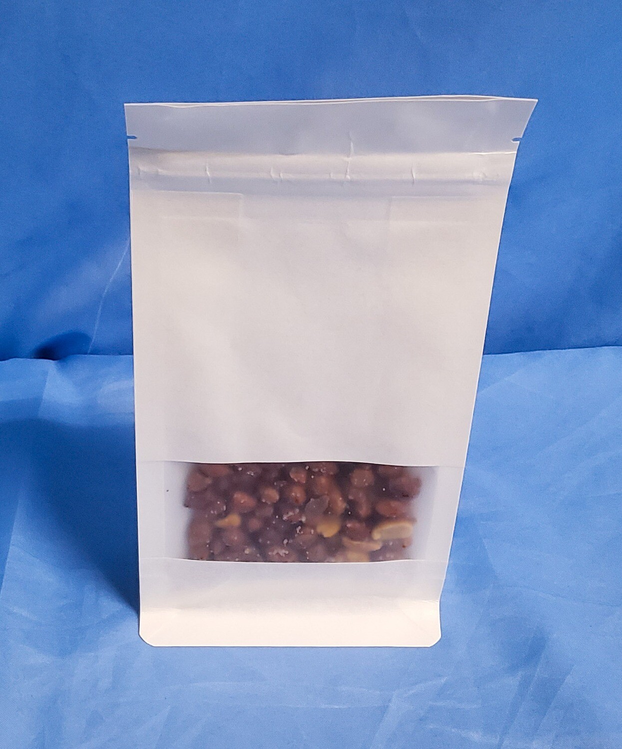 White Standing Paper Gusset Quad Seal Bag