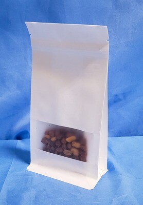 White Standing Paper Gusset Quad Seal Bag