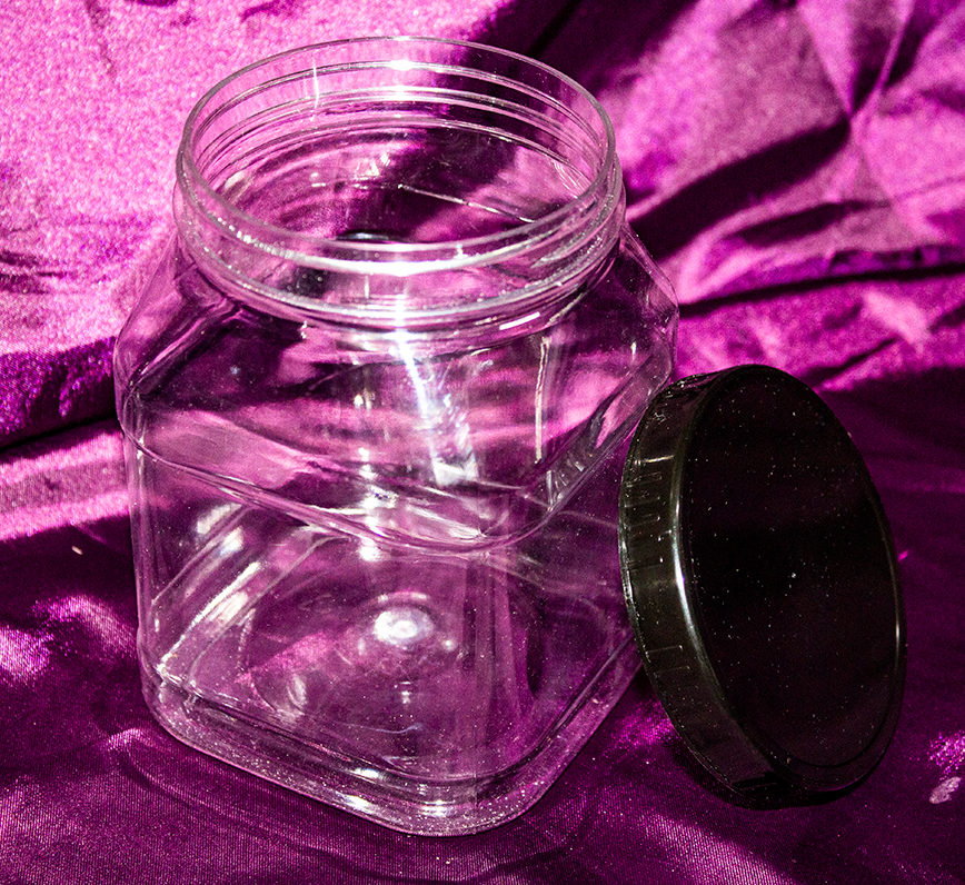 PET Plastic 1 Liter Wide Mouth Square Jar with Induction Liner and 90 mm Cap, Cap Color: Black