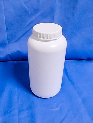 Wide Mouth 1000 grams White Packer Bottle with Ribbed White Cap and Induction Silver Liner