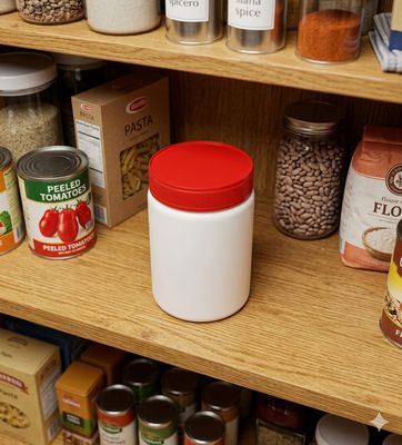 Wide Mouth White 1000 grams Packer Bottle with Red Cap
