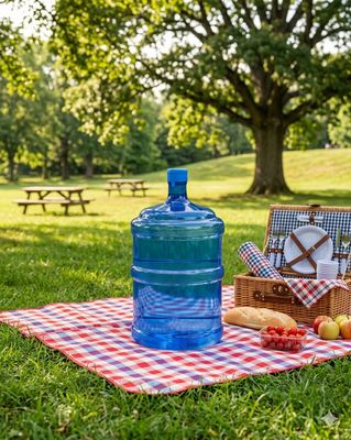 Blue Water Dispenser Round Container 5 gallons Capacity with Bottle Snap