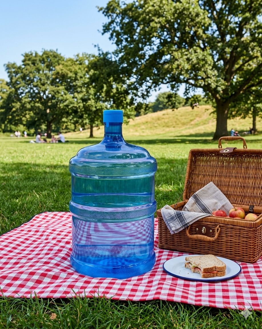 Blue Water Dispenser Round Container 5 gallons Capacity with Bottle Snap