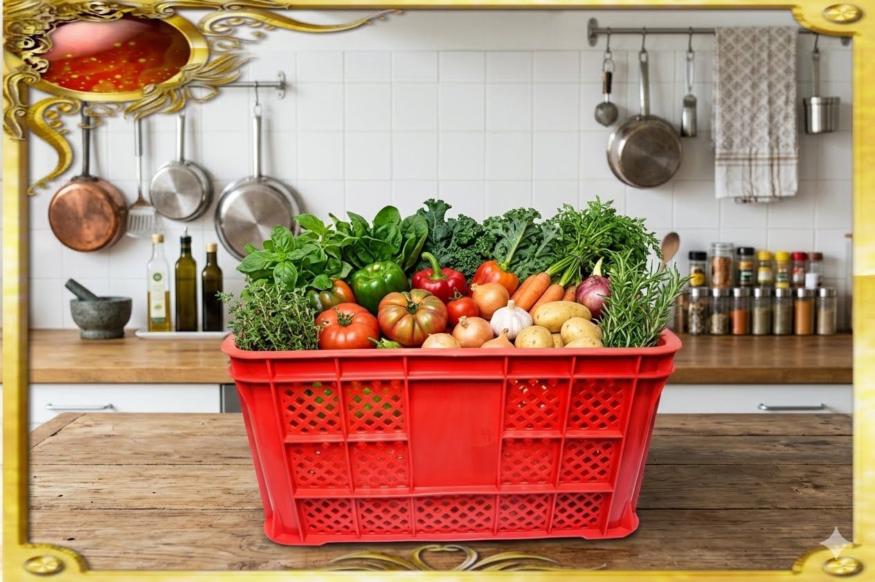 Heavy Duty Multi-purpose Stackable Red Plastic Crate