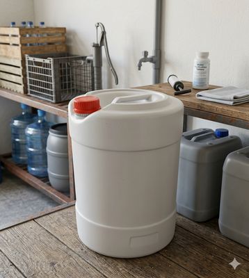 Heavy Duty Dirty White Pail for Liquid with Tamper Proof Red Cap and Plug 20 Liters Capacity
