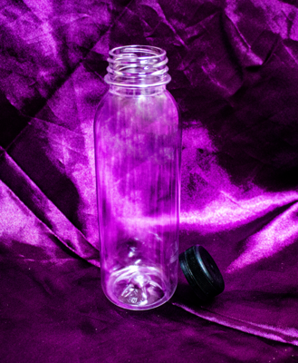 A0118 Clear Food Grade 350 mL PET Cold Fill Cylindrical Plastic Bottle with Black Cap (pc)