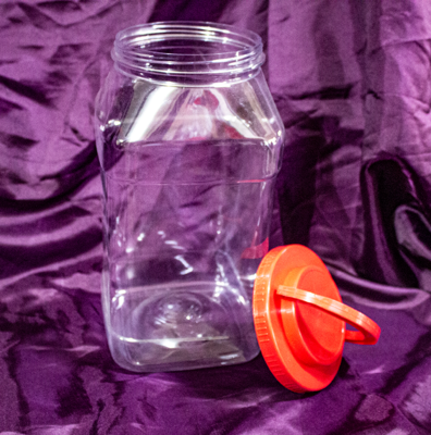 PET Plastic 5 Liter Wide Mouth Square Jar with Induction Liner and Red Cap