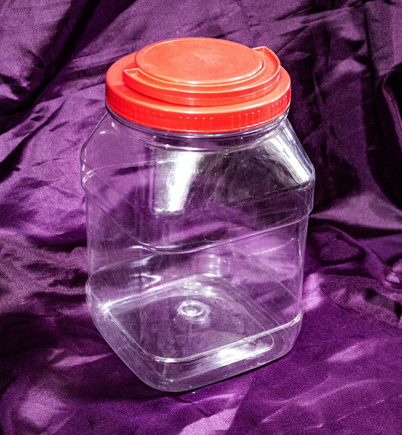 PET Plastic 3 Liter Wide Mouth Square Jar with Induction Liner and Red Cap