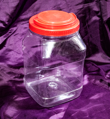 PET Plastic 3 Liter Wide Mouth Square Jar with Induction Liner and Red Cap