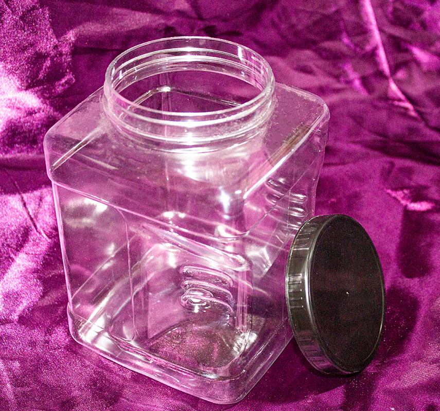 PET Plastic 2 Liter Wide Mouth Square Grip Jar with Induction Liner and 90 mm Cap PET Plastic 2 Liter Wide Mouth Square Grip Jar with Induction Liner and 90 mm Cap, Cap Color: Black