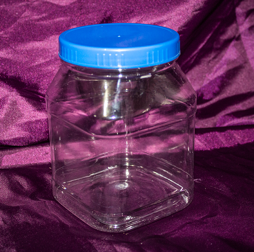PET Plastic 1 Liter Wide Mouth Square Jar with Induction Liner and 90 mm Cap