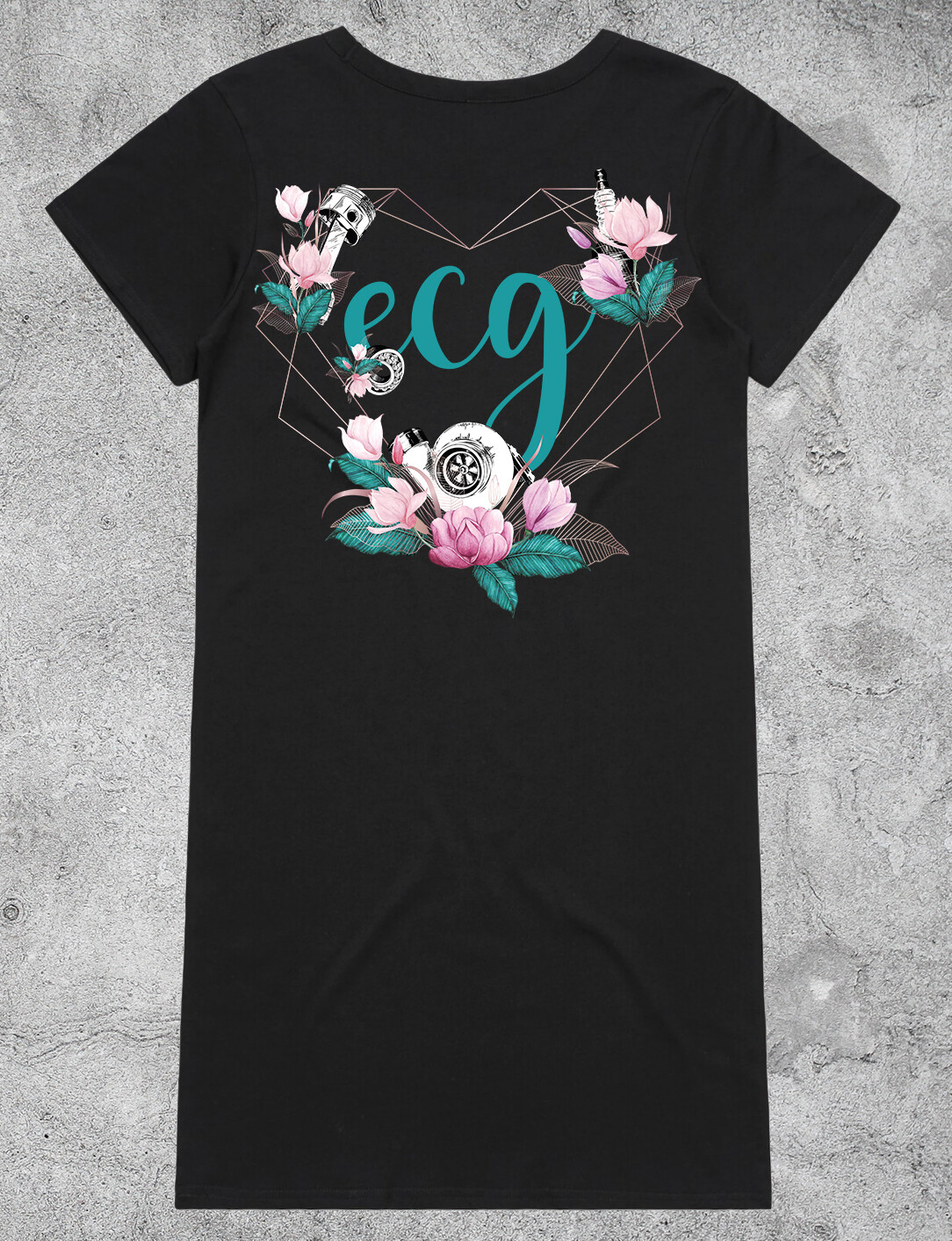 ECG Heart Logo Dress - Black