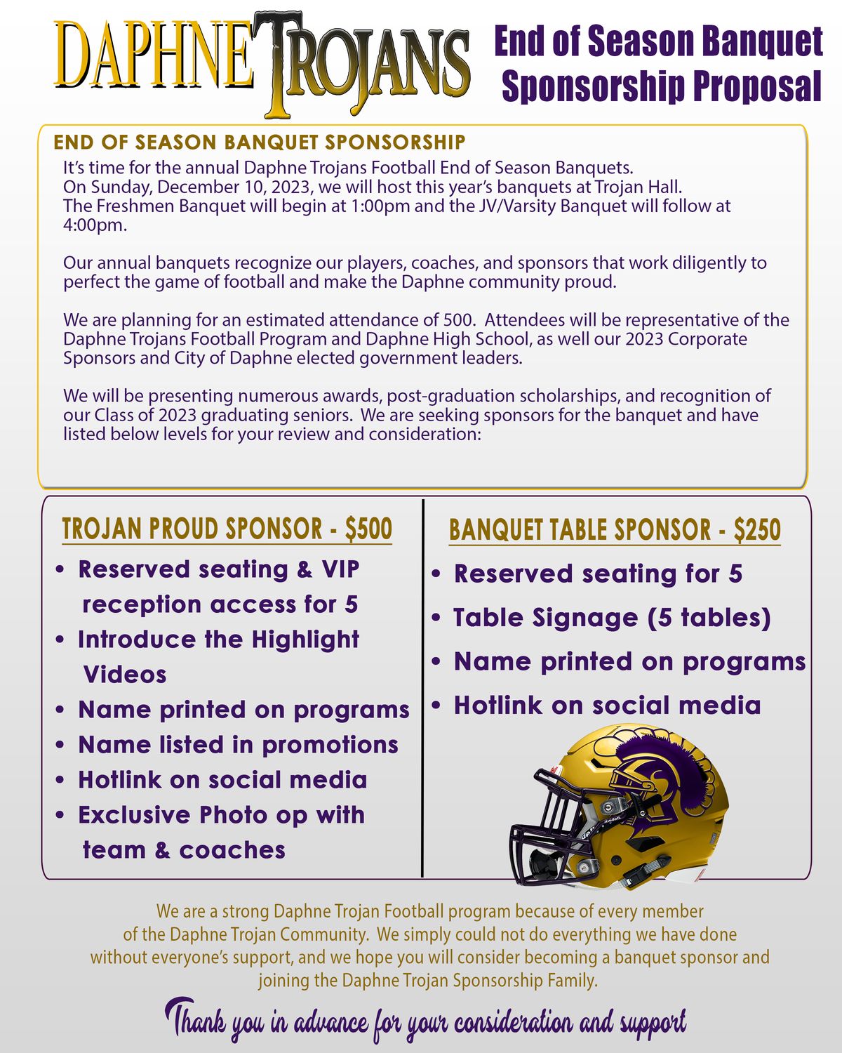 2025 Trojans Banquet Sponsorships
